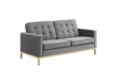 Image for Gold Gray Loft Gold Stainless Steel Leg Performance Velvet Loveseat