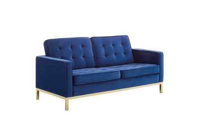 Image for Gold Navy Loft Gold Stainless Steel Leg Performance Velvet Loveseat