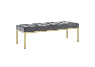 Image for Gold Gray Loft Gold Stainless Steel Leg Large Performance Velvet Bench