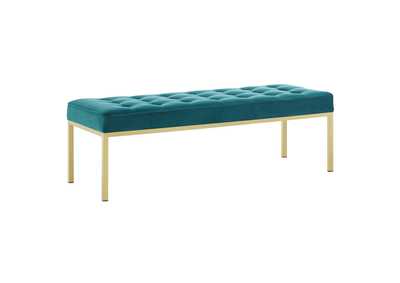 Image for Gold Teal Loft Gold Stainless Steel Leg Large Performance Velvet Bench
