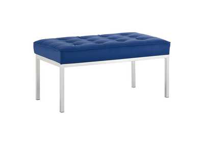Image for Silver Navy Loft Tufted Medium Upholstered Faux Leather Bench