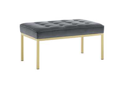 Image for Gold Gray Loft Gold Stainless Steel Leg Medium Performance Velvet Bench
