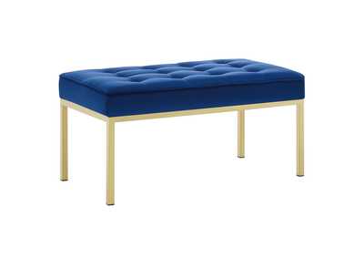 Image for Gold Navy Loft Gold Stainless Steel Leg Medium Performance Velvet Bench