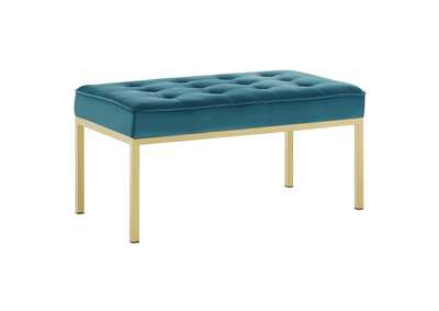Image for Gold Teal Loft Gold Stainless Steel Leg Medium Performance Velvet Bench