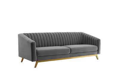 Image for Gray Valiant Vertical Channel Tufted Performance Velvet Sofa