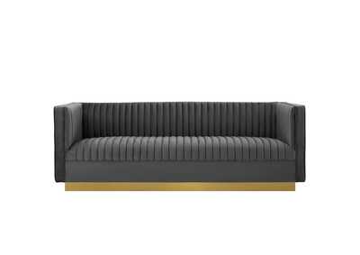Image for Gray Sanguine Vertical Channel Tufted Performance Velvet Sofa