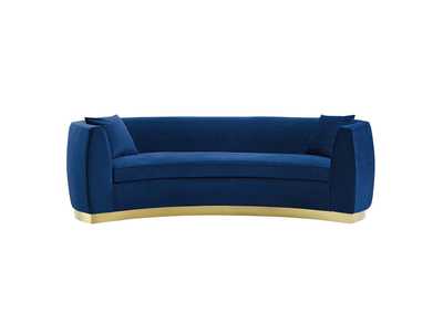 Image for Navy Resolute Curved Performance Velvet Sofa