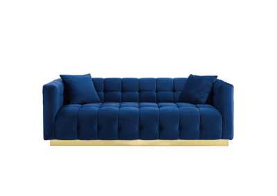 Image for Navy Vivacious Biscuit Tufted Performance Velvet Sofa