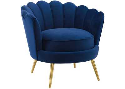 Image for Navy Admire Scalloped Edge Performance Velvet Accent Arm Chair