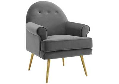 Image for Gray Revive Tufted Button Accent Performance Velvet Arm Chair