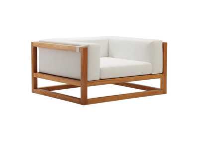 Image for Natural White Newbury Accent Lounge Outdoor Patio Premium Grade A Teak Wood Armchair