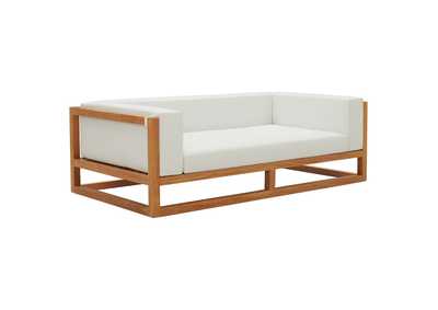 Image for Natural White Newbury Accent Lounge Outdoor Patio Premium Grade A Teak Wood Sofa