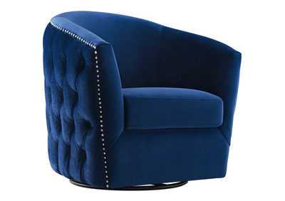 Image for Navy Rogue Swivel Performance Velvet Arm Chair