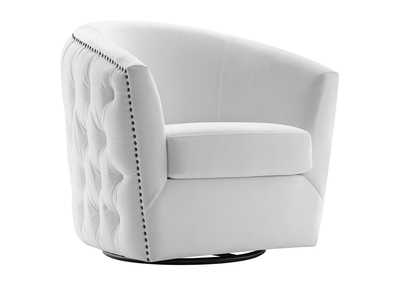 Image for White Rogue Swivel Performance Velvet Arm Chair