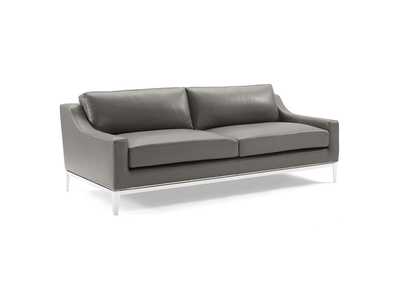 Image for Gray Harness 83.5" Stainless Steel Base Leather Sofa