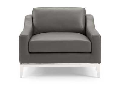 Image for Gray Harness Stainless Steel Base Leather Arm Chair