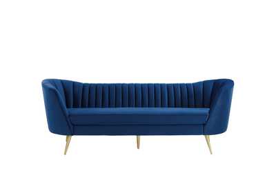 Image for Navy Opportunity Vertical Channel Tufted Curved Performance Velvet Sofa