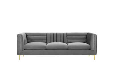 Image for Gray Ingenuity Channel Tufted Performance Velvet Sofa