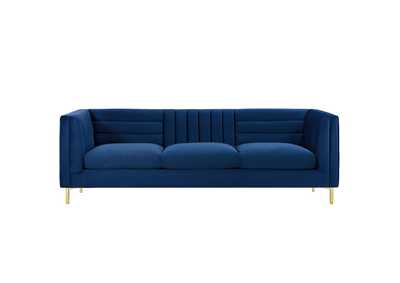 Image for Navy Ingenuity Channel Tufted Performance Velvet Sofa