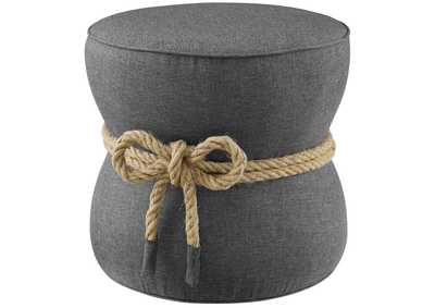 Image for Gray Beat Nautical Rope Upholstered Fabric Ottoman