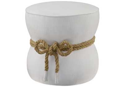 Image for White Beat Nautical Rope Upholstered Fabric Ottoman