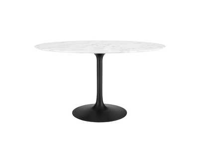Image for Black White Lippa 54" Oval Artificial Marble Dining Table