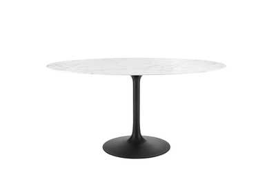 Image for Black White Lippa 60" Oval Artificial Marble Dining Table