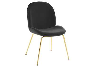 Image for Black Scoop Gold Stainless Steel Leg Performance Velvet Dining Chair