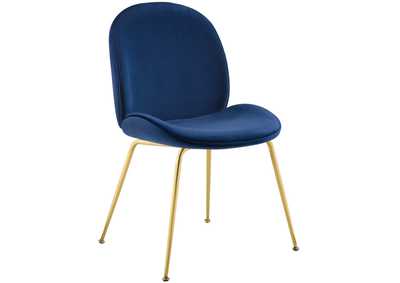 Image for Navy Scoop Gold Stainless Steel Leg Performance Velvet Dining Chair