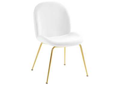 Image for White Scoop Gold Stainless Steel Leg Performance Velvet Dining Chair