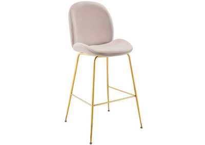 Image for Pink Scoop Gold Stainless Steel Leg Performance Velvet Bar Stool