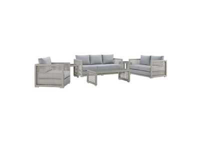 Image for Gray Gray Aura 6 Piece Outdoor Patio Wicker Rattan Set