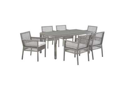 Image for Gray White Aura 7 Piece Outdoor Patio Wicker Rattan Set