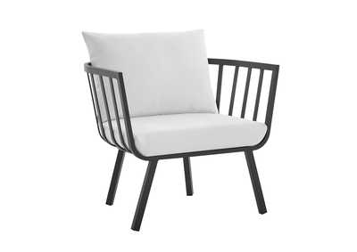 Image for Gray White Riverside Outdoor Patio Aluminum Armchair