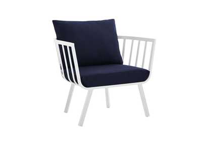 Image for White Navy Riverside Outdoor Patio Aluminum Armchair