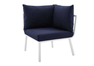 Image for White Navy Riverside Outdoor Patio Aluminum Corner Chair