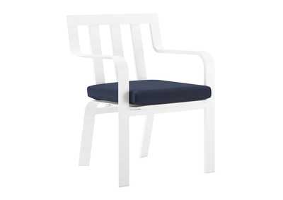 Image for White Navy Baxley Stackable Outdoor Patio Aluminum Arm Dining Chair