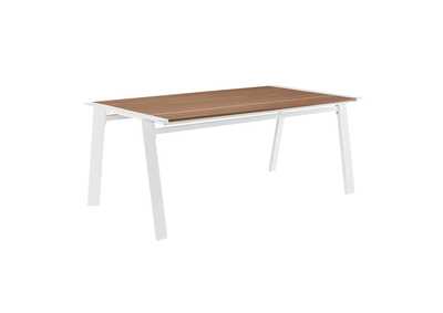 Image for White Natural Roanoke 73" Outdoor Patio Aluminum Dining Table