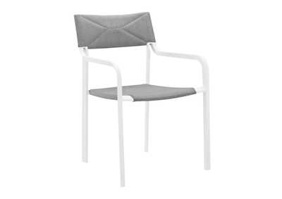 Image for White Gray Raleigh Stackable Outdoor Patio Aluminum Arm Dining Chair