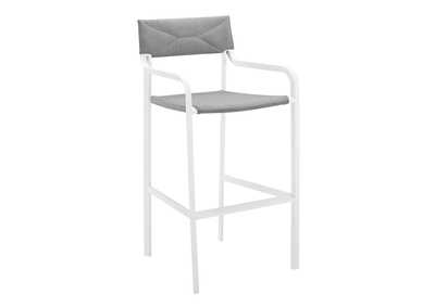 Image for White Gray Raleigh Stackable Outdoor Patio Aluminum Bar Stool