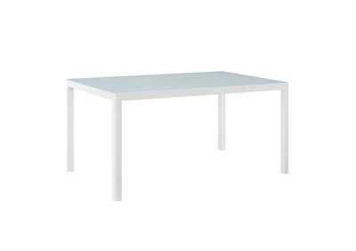 Image for White Raleigh 59" Outdoor Patio Aluminum Dining Table