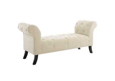 Image for Beige Evince Button Tufted Accent Upholstered Fabric Bench
