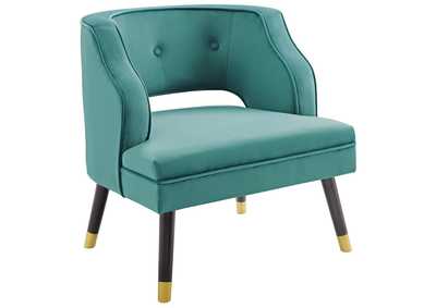 Image for Teal Traipse Button Tufted Open Back Performance Velvet Arm Chair