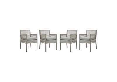 Image for Gray Gray Aura Arm Dining Chair Outdoor Patio Wicker Rattan [Set of 4]