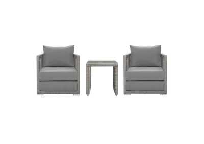 Image for Gray Gray Aura 3 Piece Outdoor Patio Wicker Rattan Set