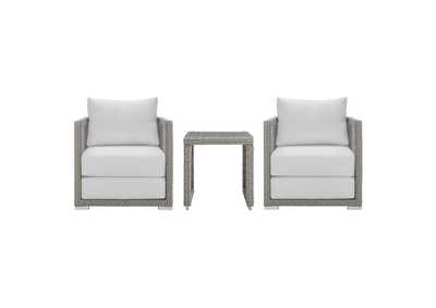 Image for Gray White Aura 3 Piece Outdoor Patio Wicker Rattan Set