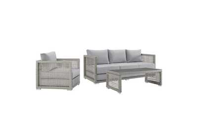 Image for Gray Gray Aura 3 Piece Outdoor Patio Wicker Rattan Set