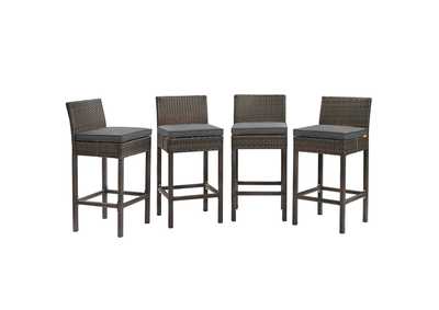 Image for Brown Charcoal Conduit Bar Stool Outdoor Patio Wicker Rattan [Set of 4]