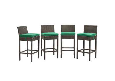 Image for Brown Green Conduit Bar Stool Outdoor Patio Wicker Rattan [Set of 4]