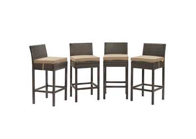Image for Brown Mocha Conduit Bar Stool Outdoor Patio Wicker Rattan [Set of 4]